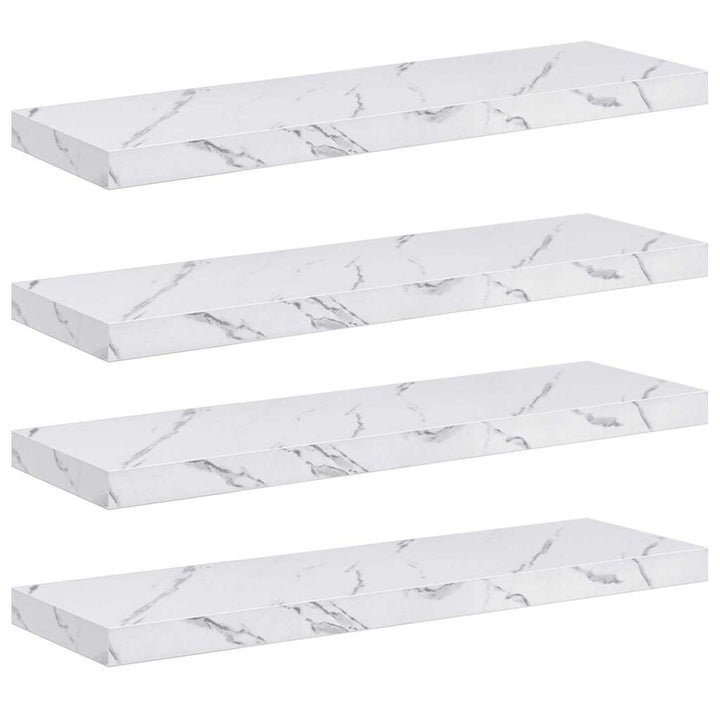 Væghylde 4 pcs Hvid marmor 90 x 23,5 x 4 cm Konstrueret træ
