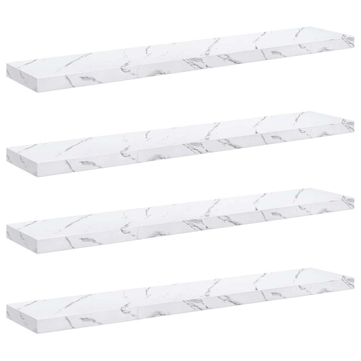 Væghylde 4 pcs Hvid marmor 120 x 23,5 x 4 cm Konstrueret træ