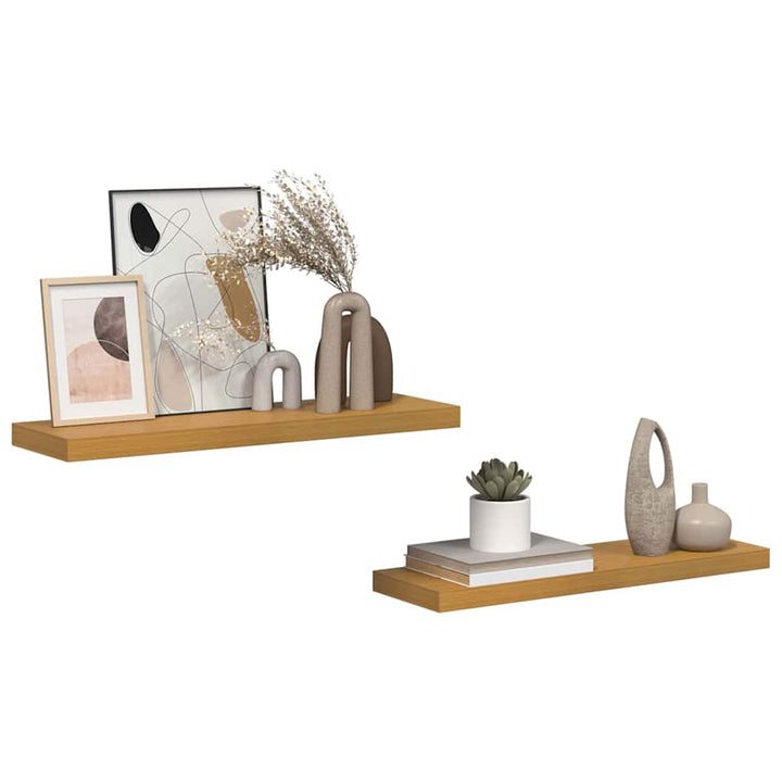 Væghylde 2 pcs Beige 80 x 23,5 x 4 cm Konstrueret træ