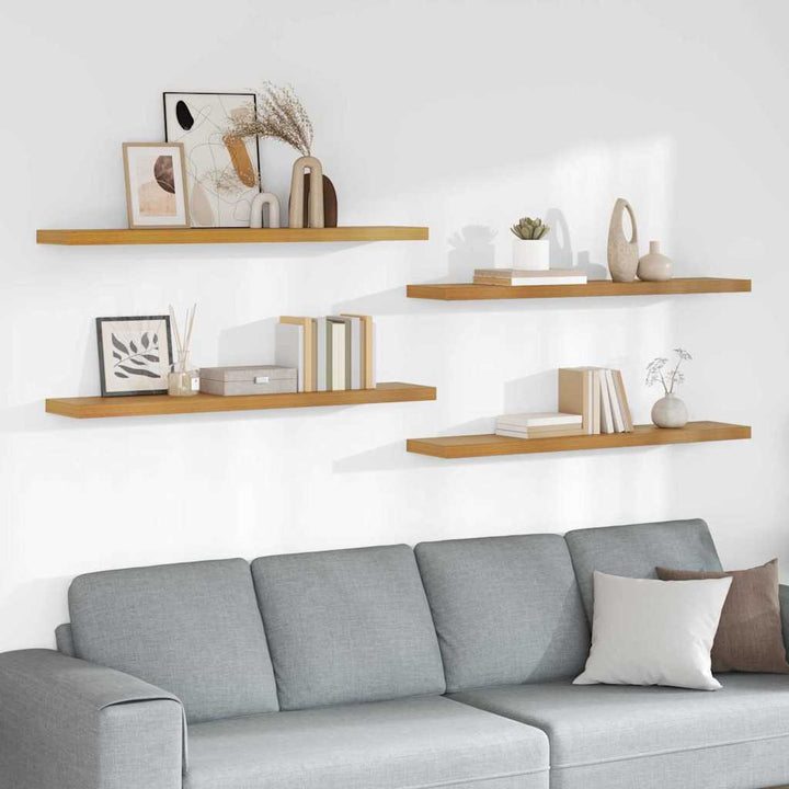 Væghylde 4 pcs Beige 120 x 23,5 x 4 cm Konstrueret træ