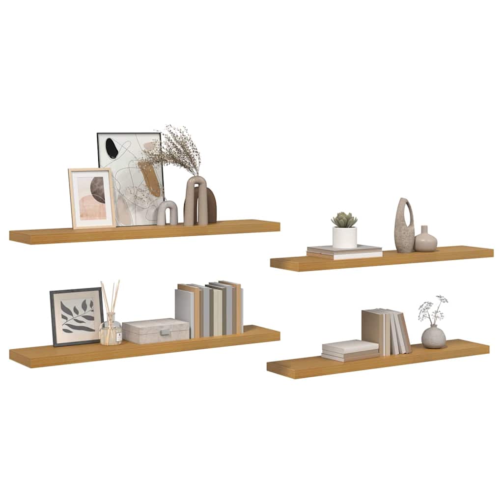 Væghylde 4 pcs Beige 120 x 23,5 x 4 cm Konstrueret træ