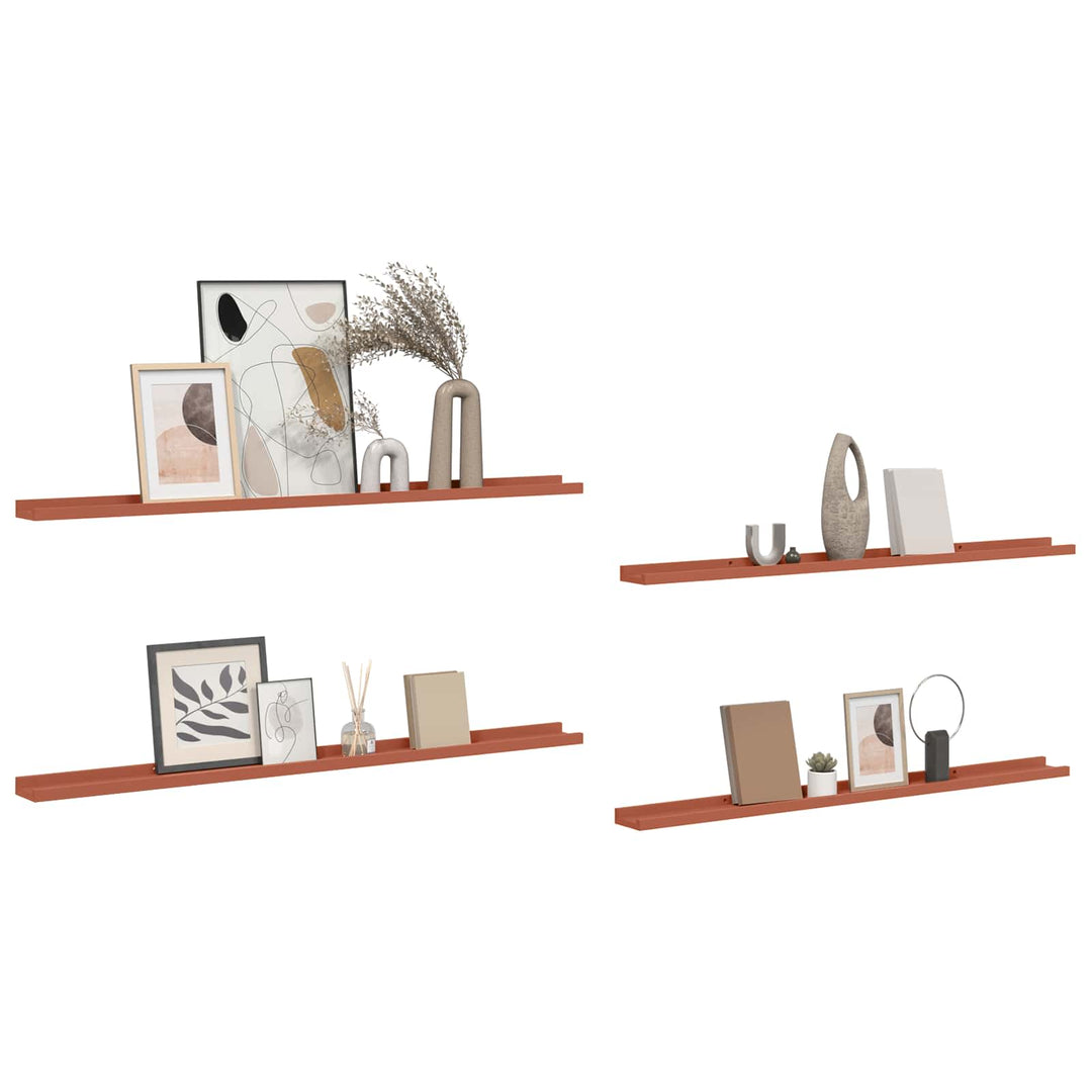 Væghylde Vægmonteret 4 pcs Rød 115 x 9 x 3 cm Konstrueret træ