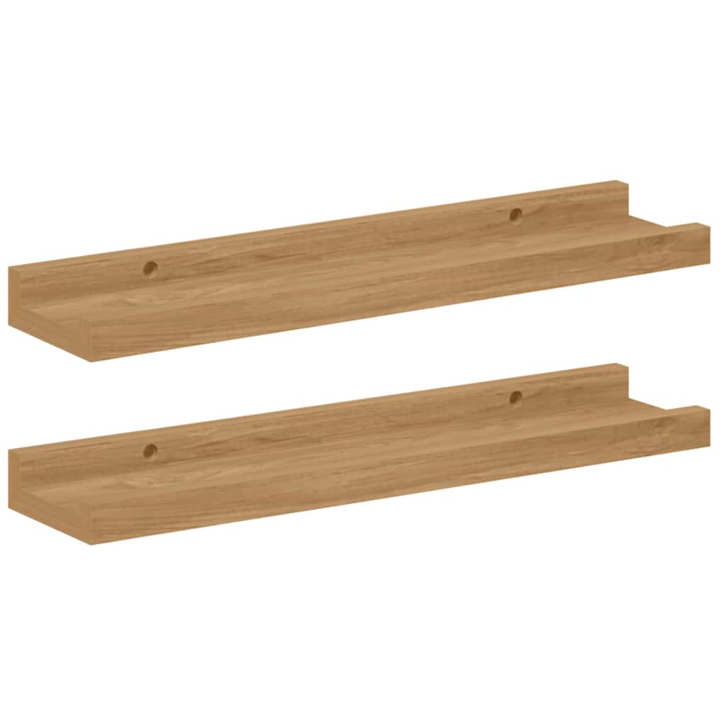 Væghylde Vægmonteret 2 pcs Brun 40 x 9 x 3 cm Konstrueret træ