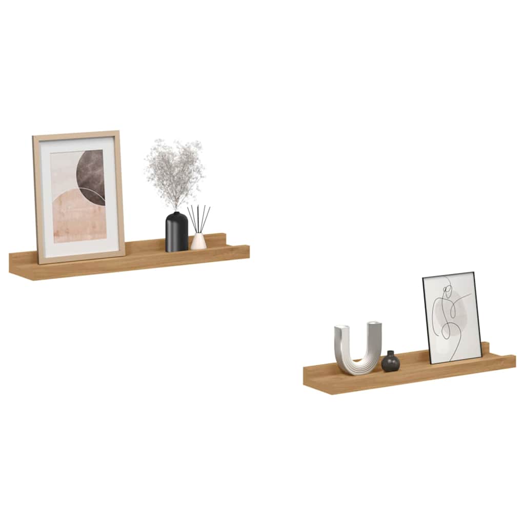 Væghylde Vægmonteret 2 pcs Brun 40 x 9 x 3 cm Konstrueret træ