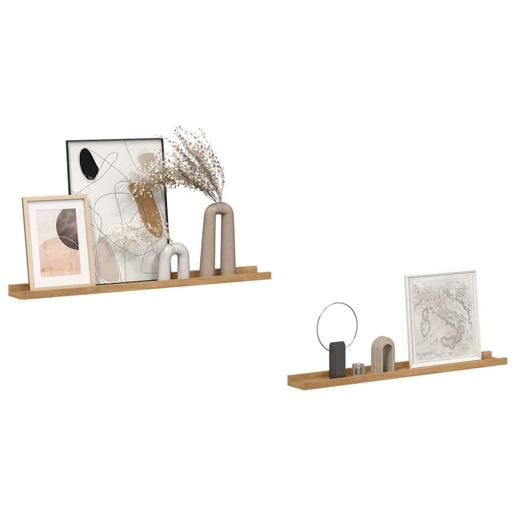 Væghylde Vægmonteret 2 pcs Brun 80 x 9 x 3 cm Konstrueret træ