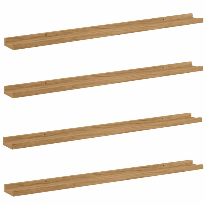 Væghylde Vægmonteret 4 pcs Brun 100 x 9 x 3 cm Konstrueret træ