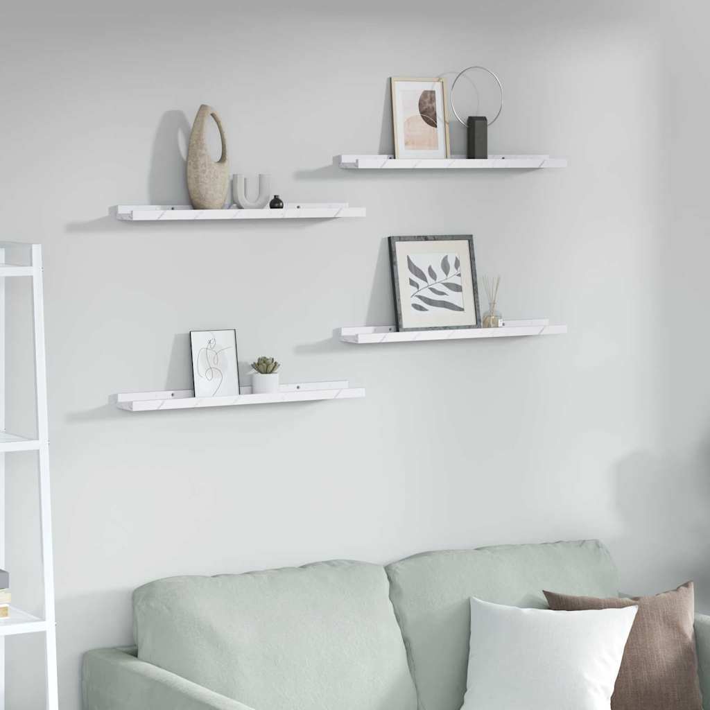 Væghylde Vægmonteret 4 pcs Hvid marmor 60 x 9 x 3 cm