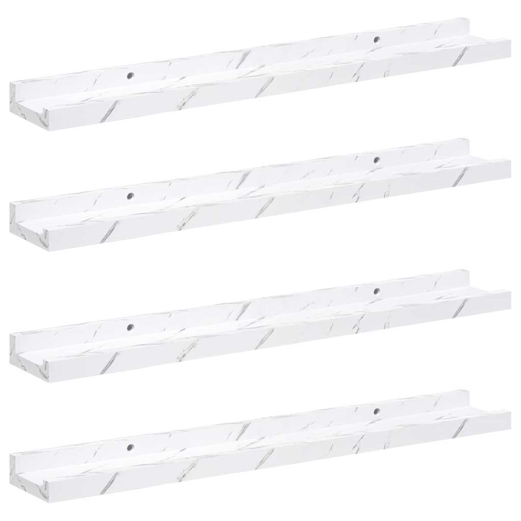 Væghylde Vægmonteret 4 pcs Hvid marmor 60 x 9 x 3 cm