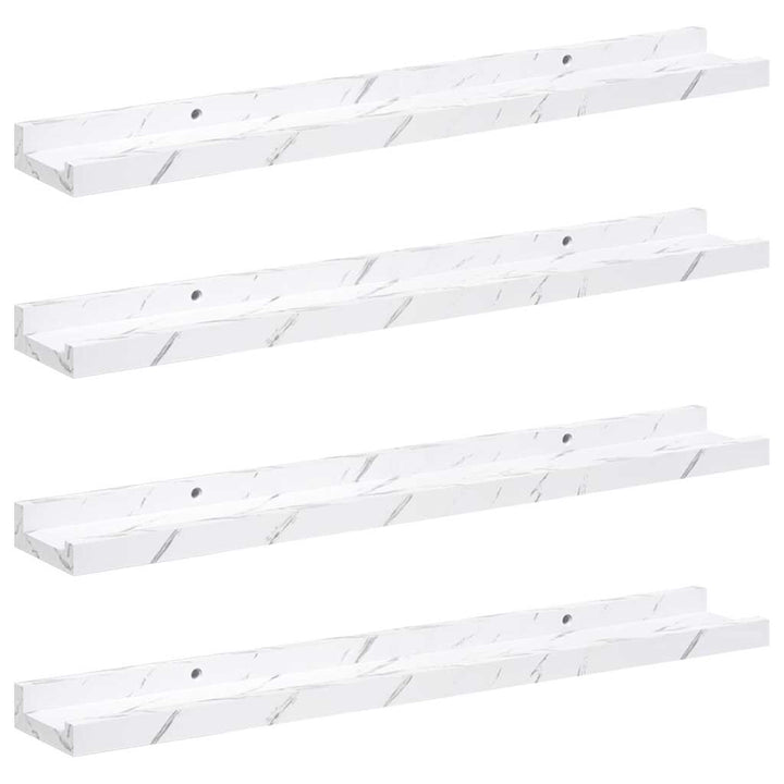 Væghylde Vægmonteret 4 pcs Hvid marmor 60 x 9 x 3 cm