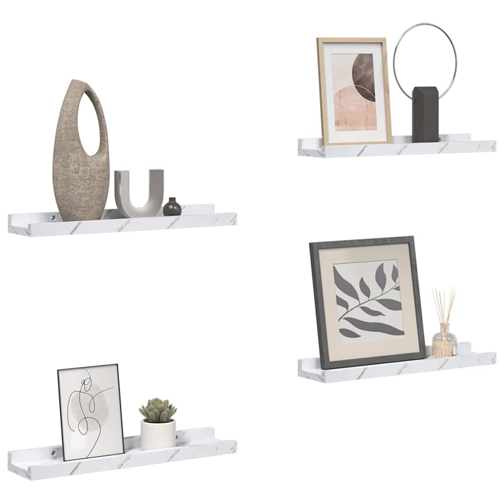 Væghylde Vægmonteret 4 pcs Hvid marmor 60 x 9 x 3 cm