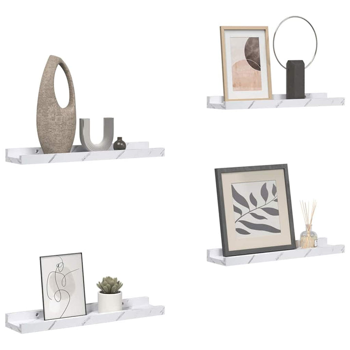 Væghylde Vægmonteret 4 pcs Hvid marmor 60 x 9 x 3 cm