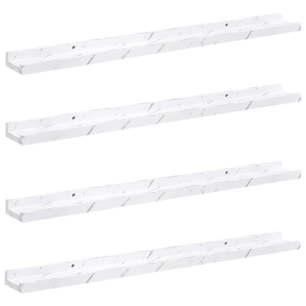 Væghylde Vægmonteret 4 pcs Hvid marmor 80 x 9 x 3 cm