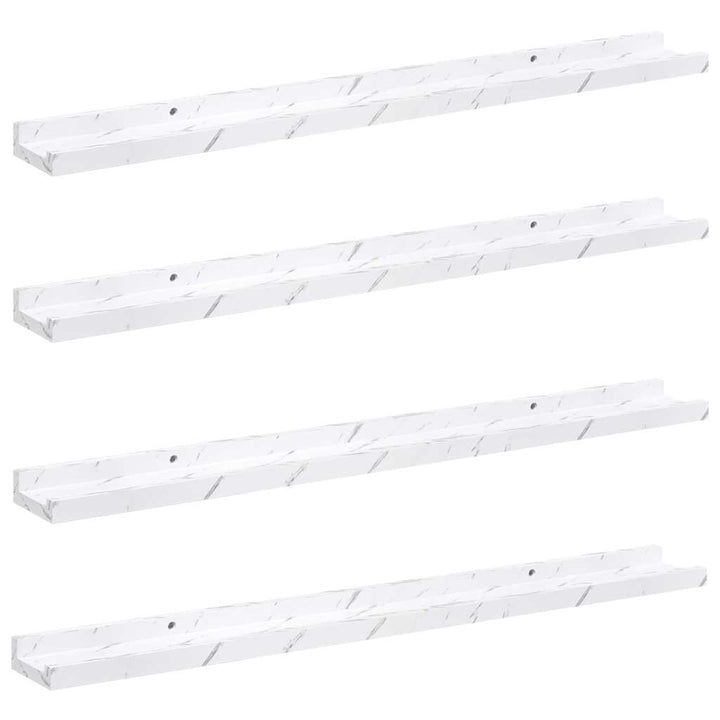 Væghylde Vægmonteret 4 pcs Hvid marmor 80 x 9 x 3 cm
