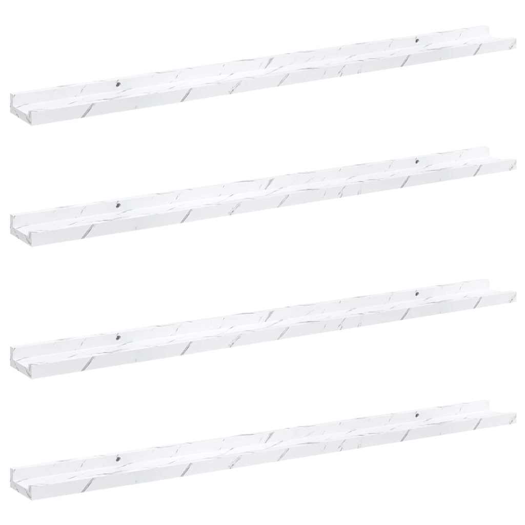 Væghylde Vægmonteret 4 pcs Hvid marmor 100 x 9 x 3 cm