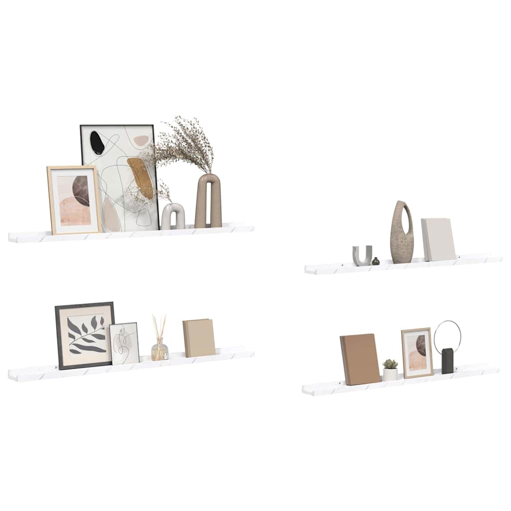 Væghylde Vægmonteret 4 pcs Hvid marmor 100 x 9 x 3 cm