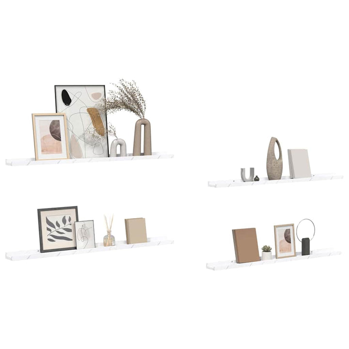 Væghylde Vægmonteret 4 pcs Hvid marmor 100 x 9 x 3 cm