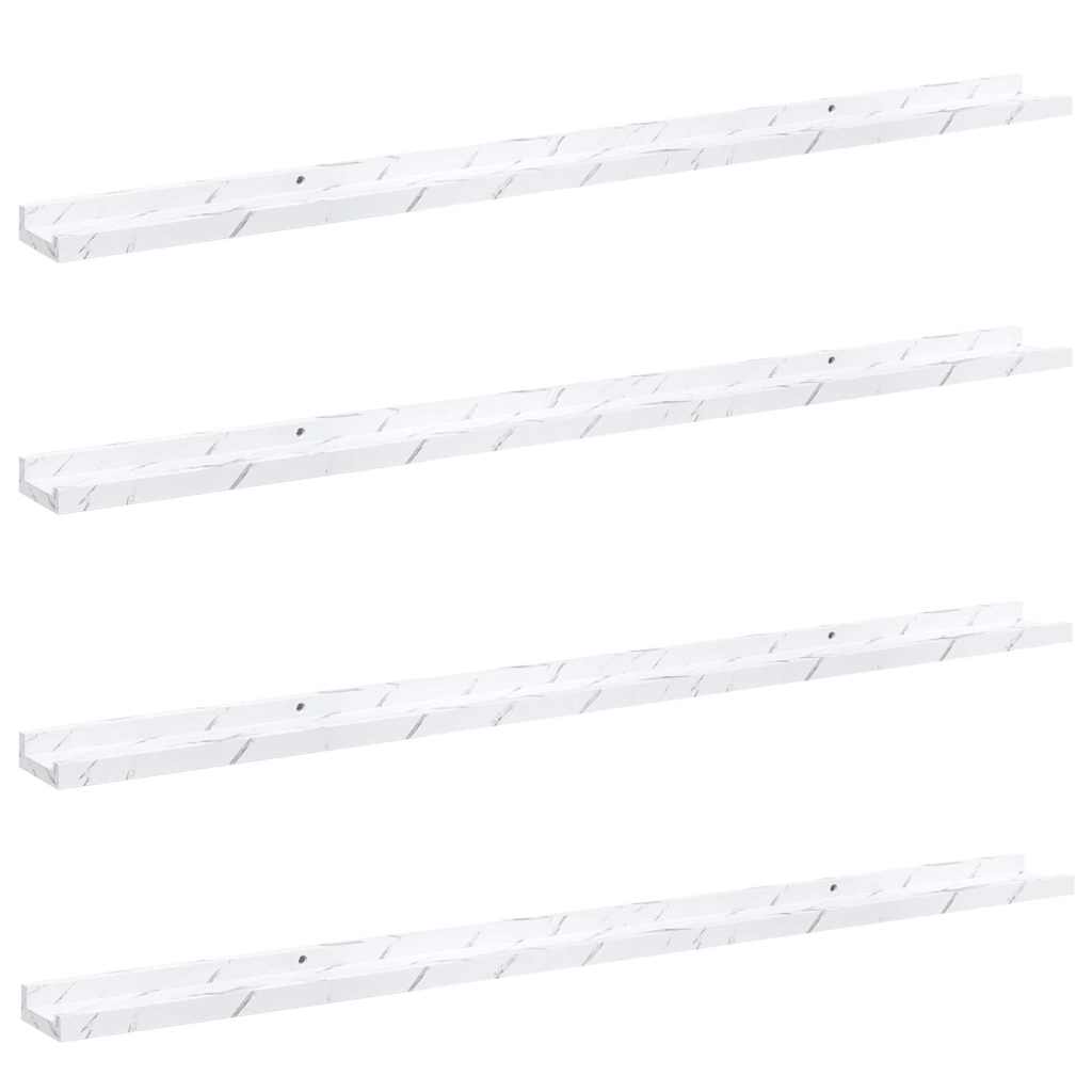 Væghylde Vægmonteret 4 pcs Hvid marmor 115 x 9 x 3 cm