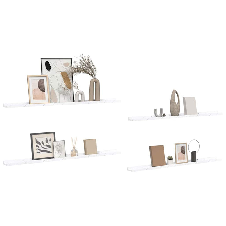 Væghylde Vægmonteret 4 pcs Hvid marmor 115 x 9 x 3 cm