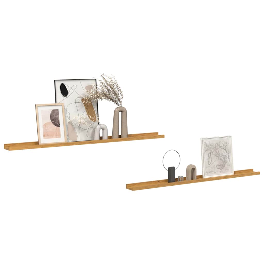 Væghylde Vægmonteret 2 pcs Beige 115 x 9 x 3 cm Konstrueret træ