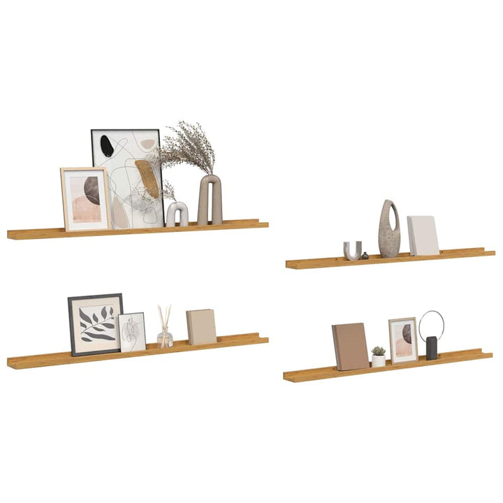 Væghylde Vægmonteret 4 pcs Beige 115 x 9 x 3 cm Konstrueret træ