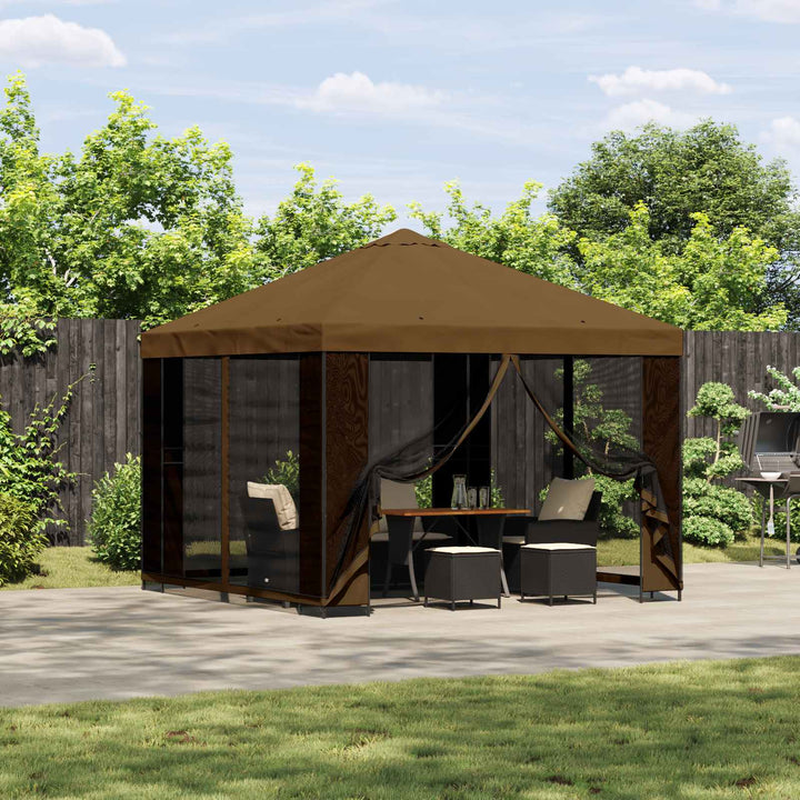 Pavillon 3 x 3 m Gråbrun Polyester og Stål 190 gsm