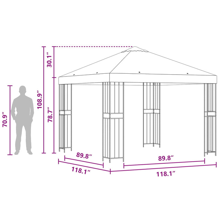 Pavillon 3 x 3 m Blå Polyester og Stål 190 gsm