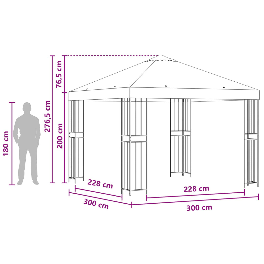 Pavillon 3 x 3 m Sort Polyester og Stål 190 gsm