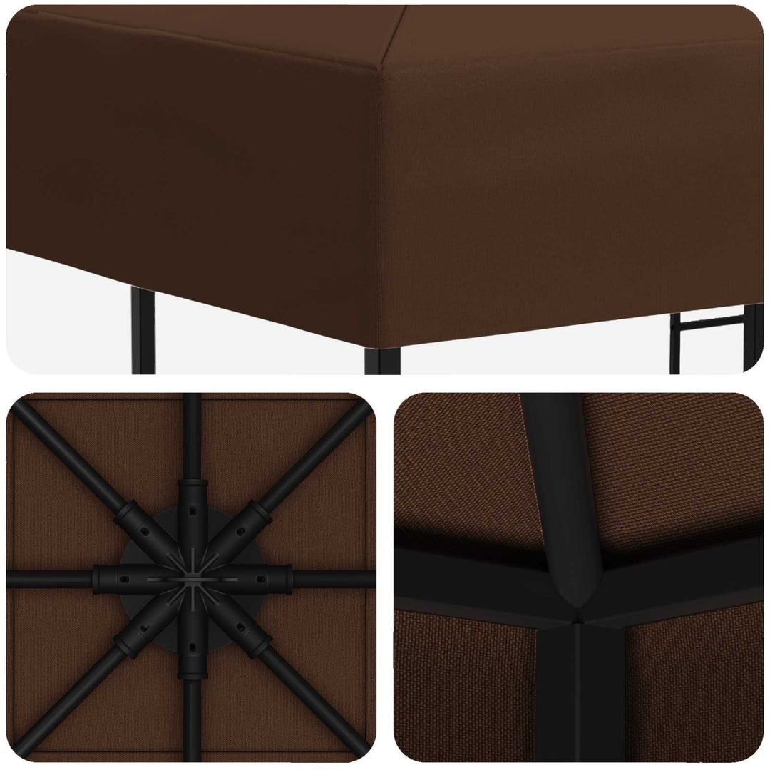 Pavillon 3 x 3 m Brun Polyester og Stål 190 gsm