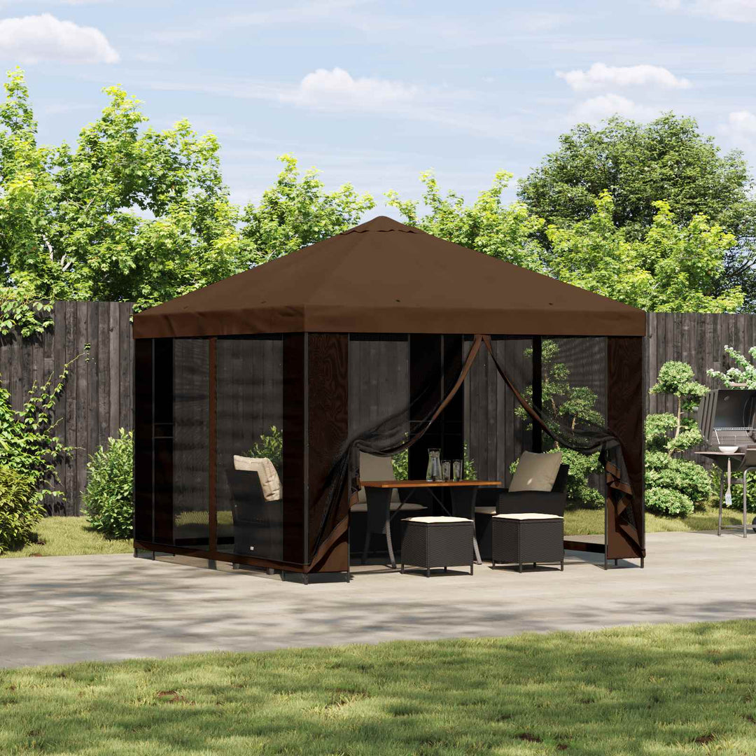 Pavillon 3 x 3 m Brun Polyester og Stål 190 gsm