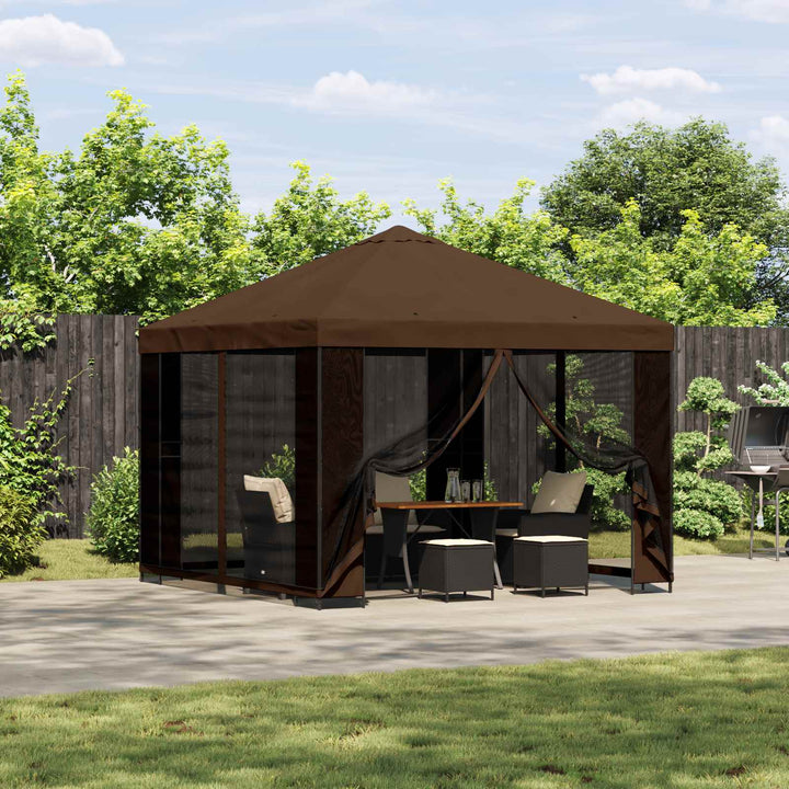 Pavillon 3 x 3 m Brun Polyester og Stål 190 gsm