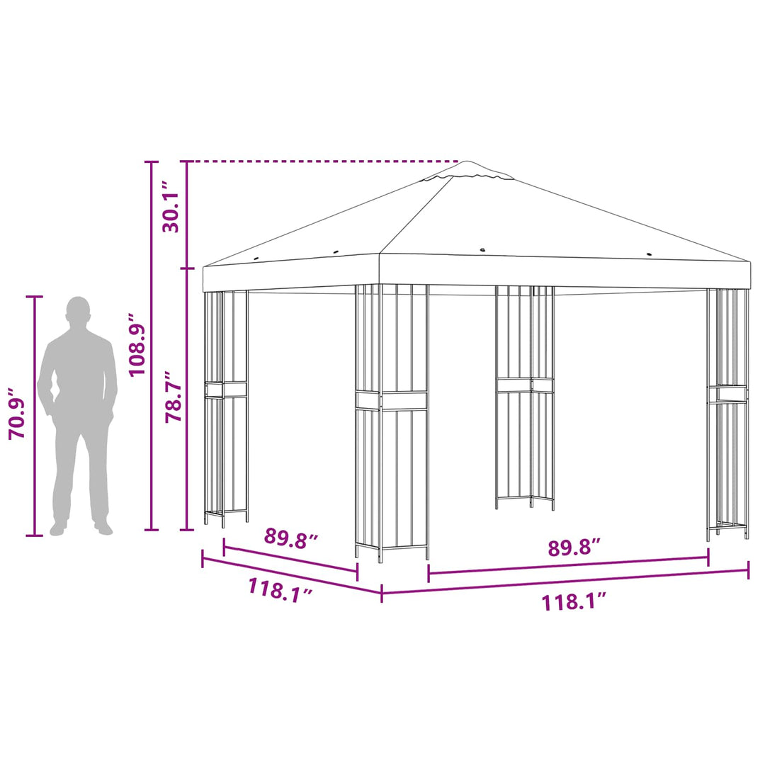 Pavillon 3 x 3 m Brun Polyester og Stål 190 gsm