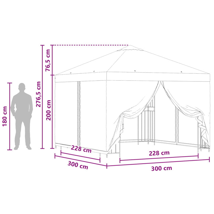 Havelæger med sidevægge 3 x 3 m Gråbrun Polyester og Stål