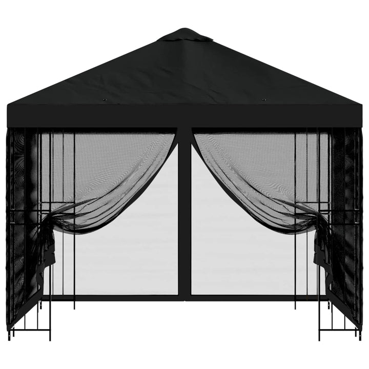 Havelæger med sidevægge 3 x 3 m Sort Polyester og Stål 190 gsm