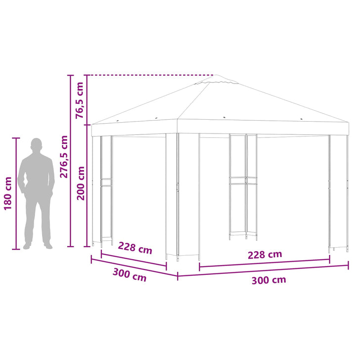 Pavillon 3 x 3 m Cremefarvet Polyester og Stål 190 gsm