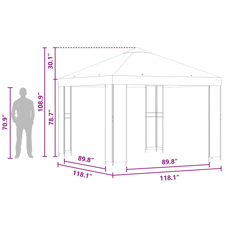 Pavillon 3 x 3 m Cremefarvet Polyester og Stål 190 gsm