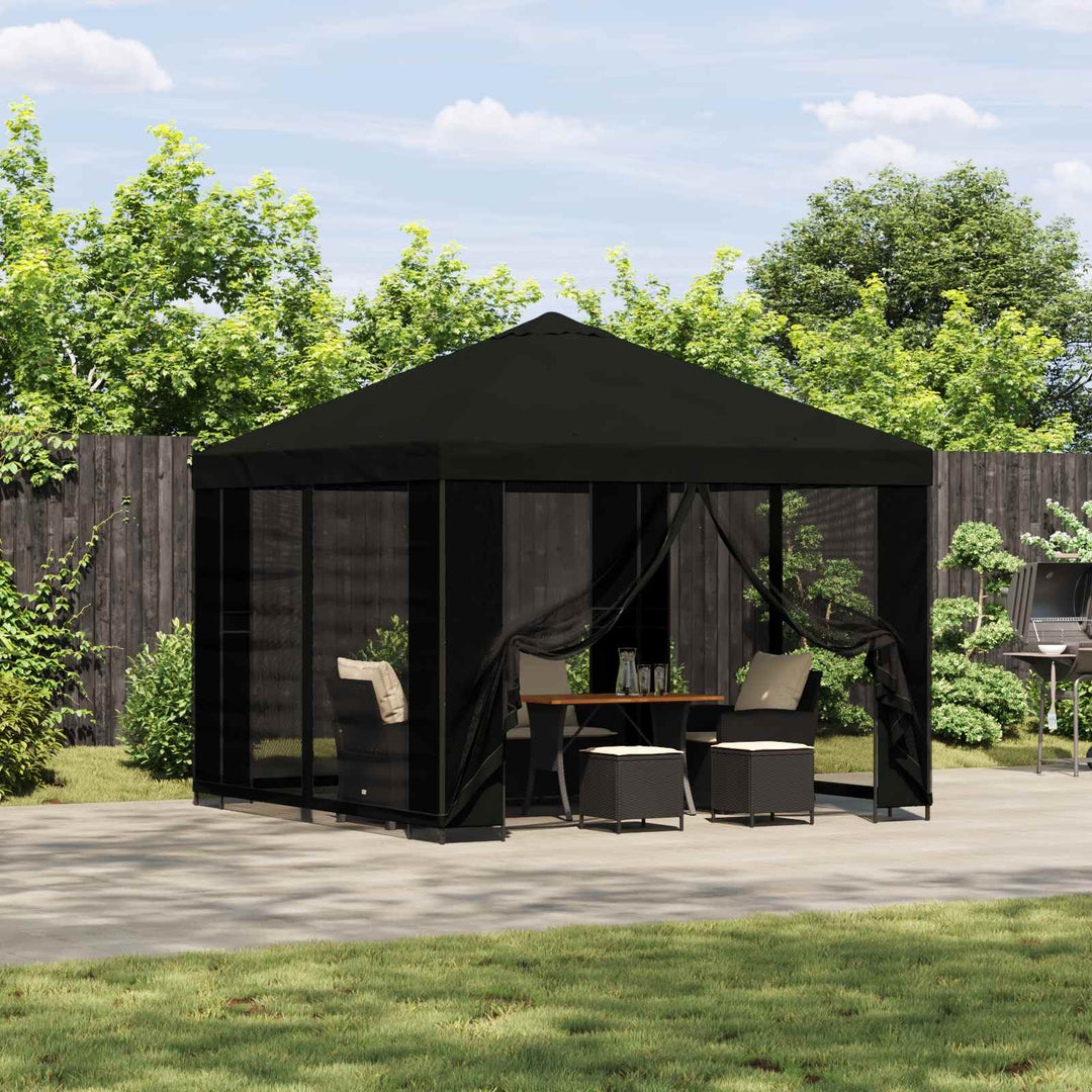 Pavillon 3 x 3 m Sort Polyester og Stål 190 gsm