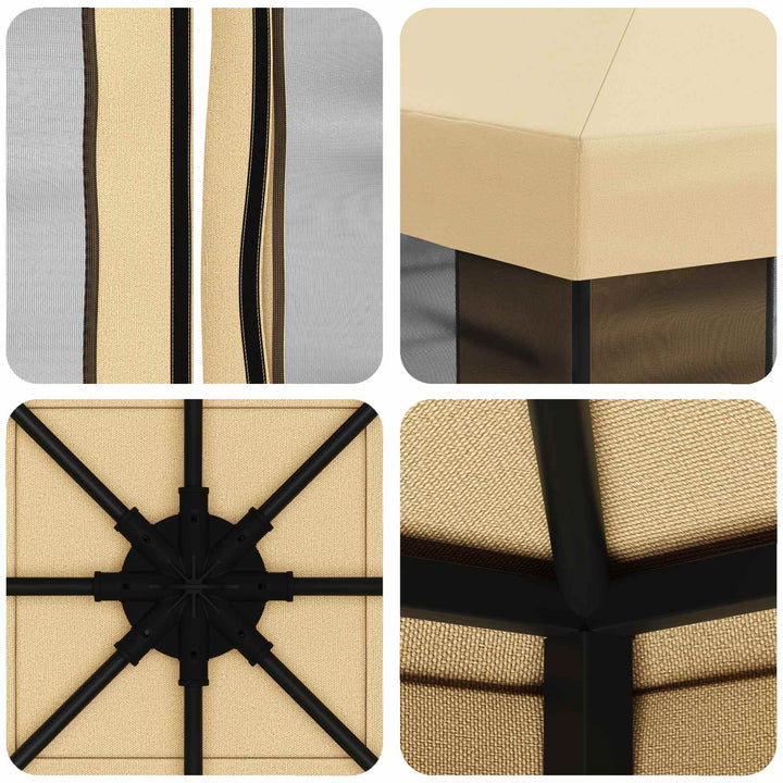 Havelæger med sidevægge 3 x 3 m Cremefarvet Polyester og Stål