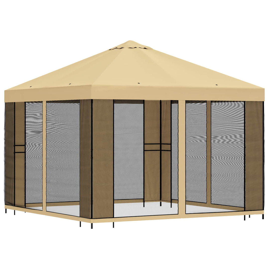 Havelæger med sidevægge 3 x 3 m Cremefarvet Polyester og Stål