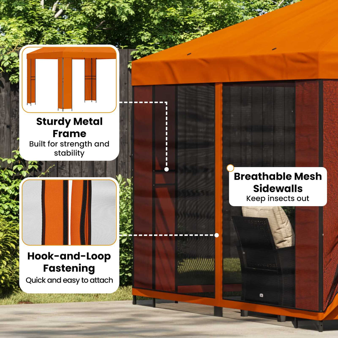 Havelæger med sidevægge 3 x 3 m Orange Polyester og Stål