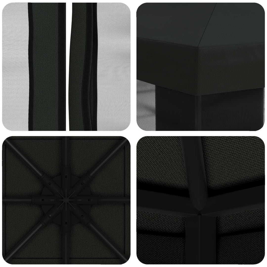 Havelæger med sidevægge 3 x 3 m Sort Polyester og Stål 190 gsm