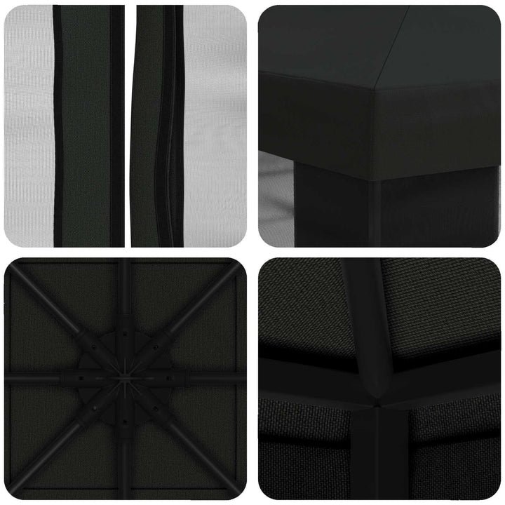 Havelæger med sidevægge 3 x 3 m Sort Polyester og Stål 190 gsm