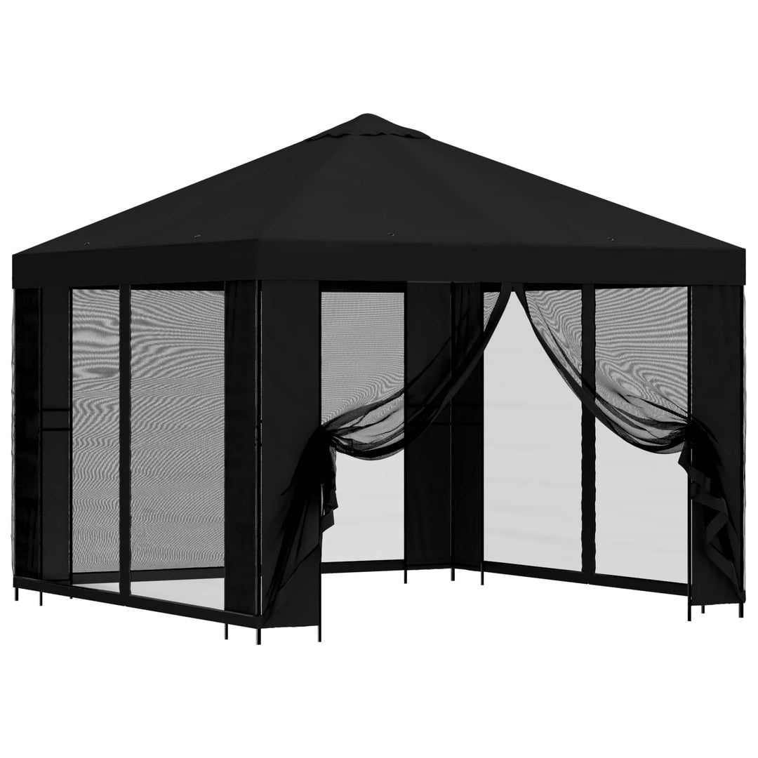 Havelæger med sidevægge 3 x 3 m Sort Polyester og Stål 190 gsm
