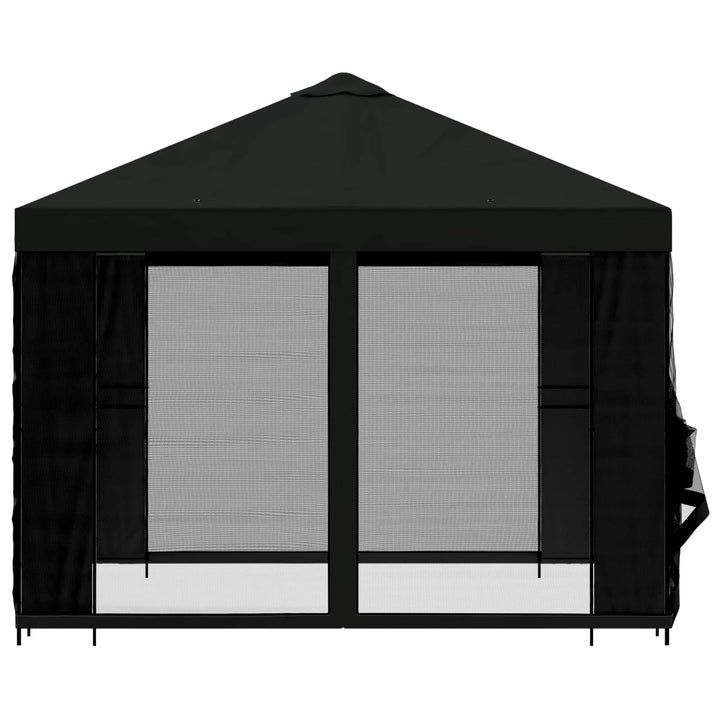 Havelæger med sidevægge 3 x 3 m Sort Polyester og Stål 190 gsm