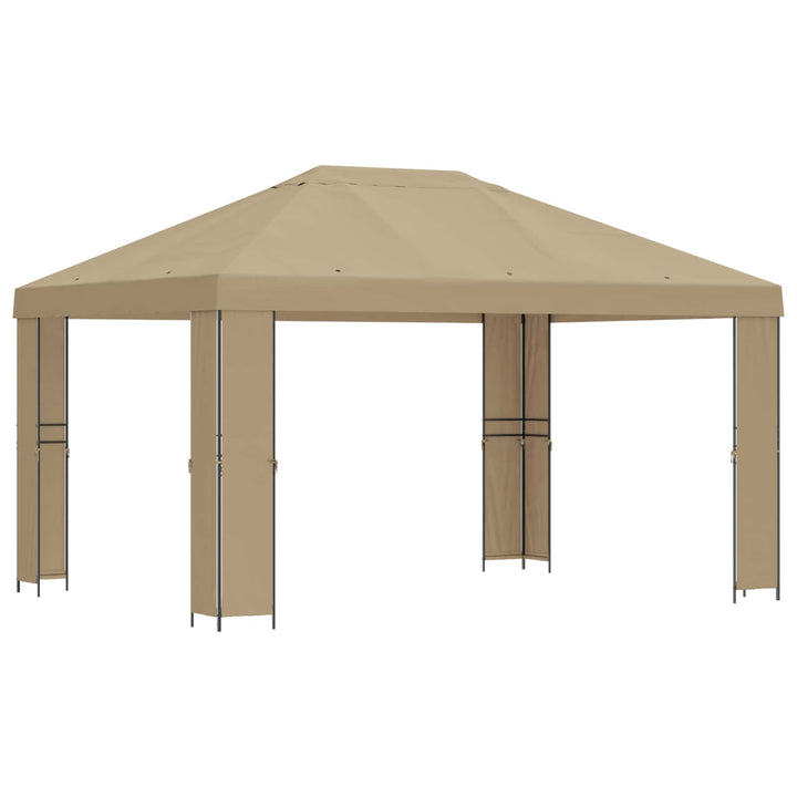 Pavillon 4 × 3 m Beige Polyester og Stål 190 gsm