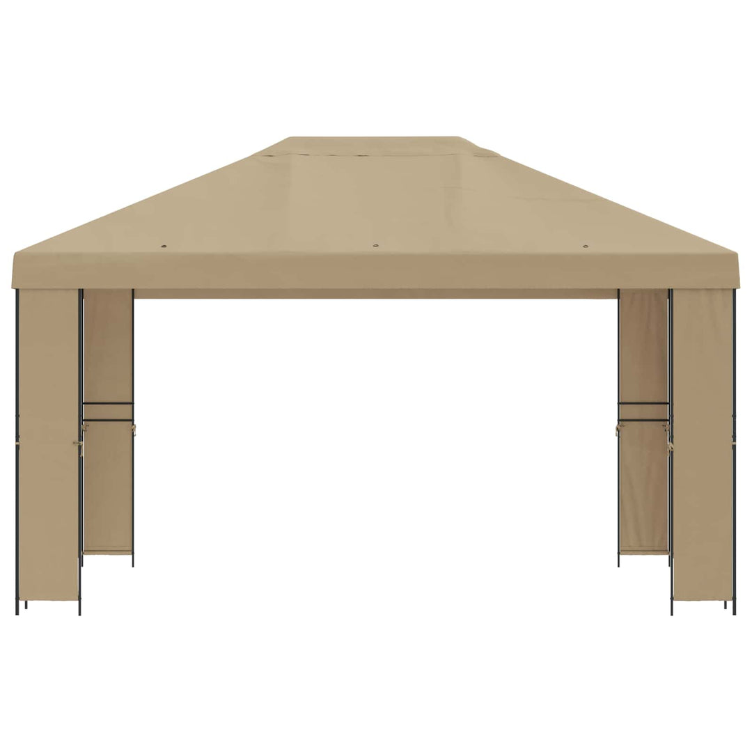 Pavillon 4 × 3 m Beige Polyester og Stål 190 gsm