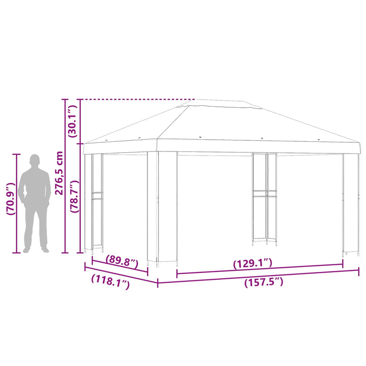 Pavillon 4 × 3 m Beige Polyester og Stål 190 gsm