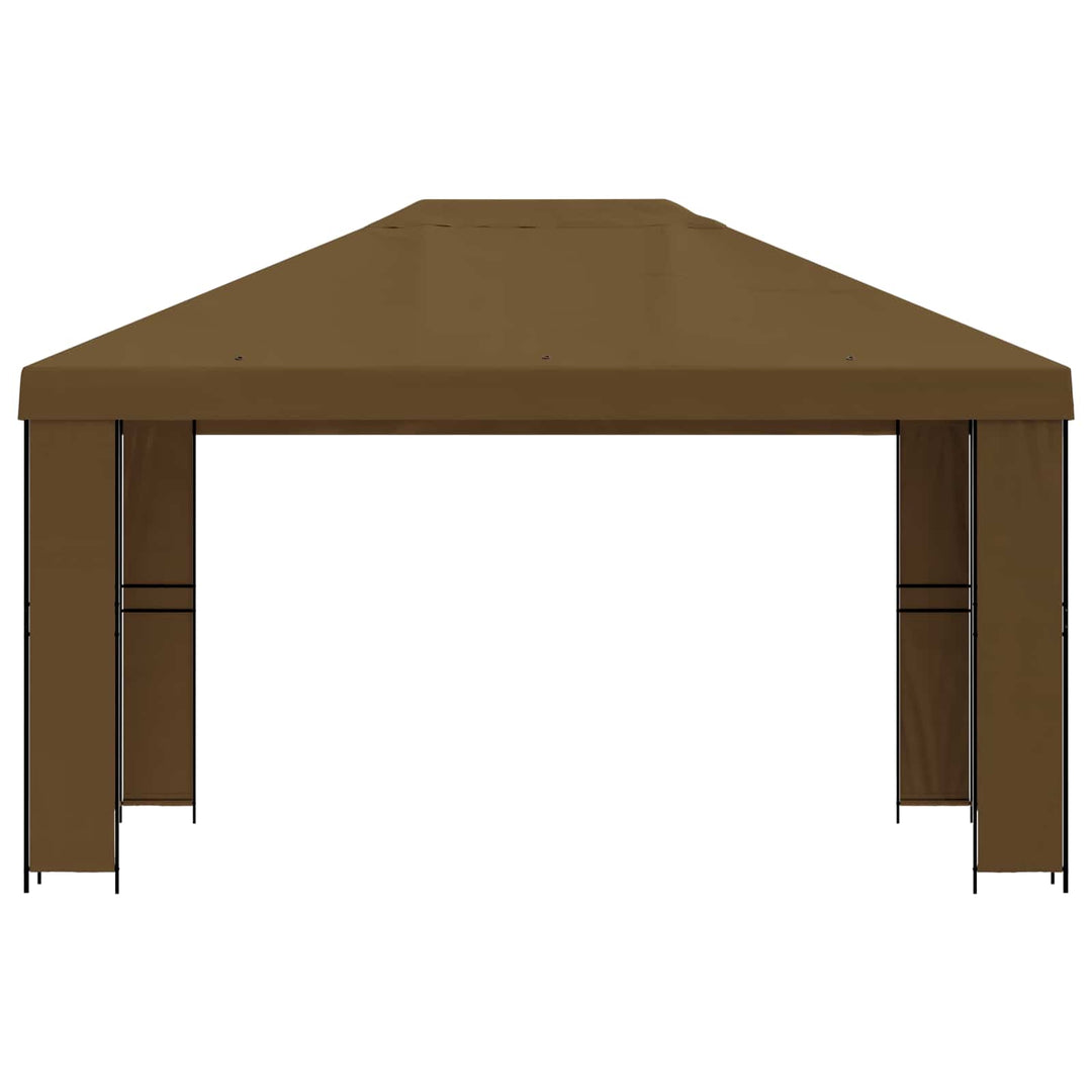 Pavillon 4 × 3 m Gråbrun Polyester og Stål 190 gsm