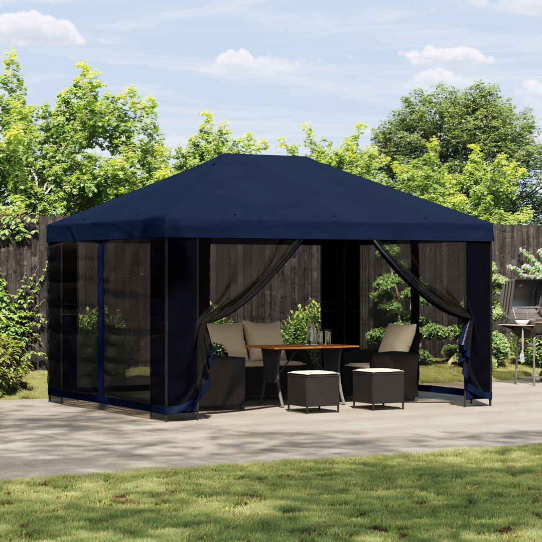 Pavillon 4 × 3 m Blå Polyester og Stål 190 gsm
