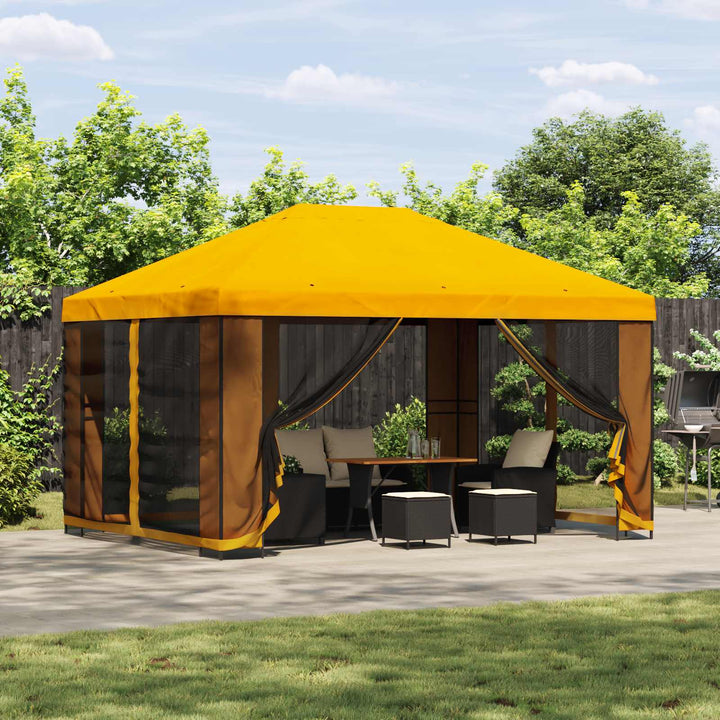 Pavillon 4 × 3 m Gul Polyester og Stål 190 gsm