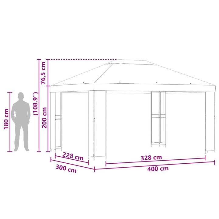 Pavillon 4 × 3 m Gul Polyester og Stål 190 gsm